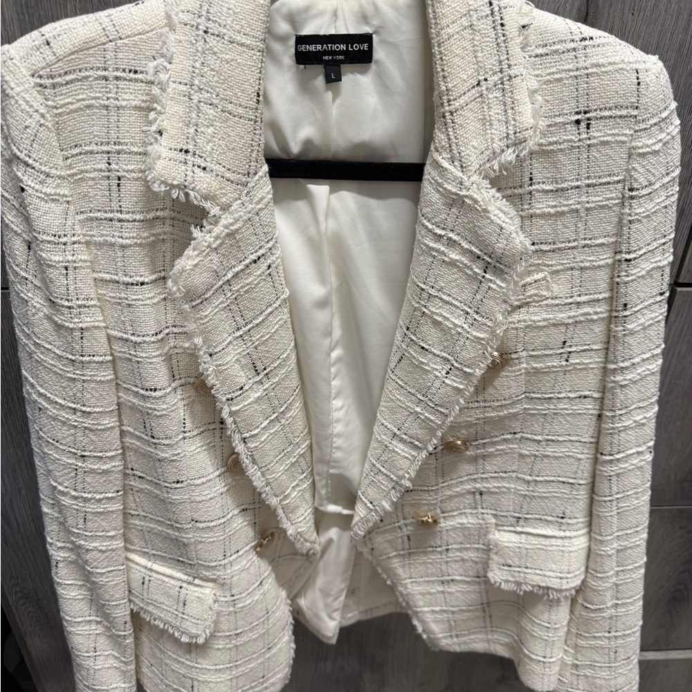 Generation Love Women's Ivory Tweed Blazer